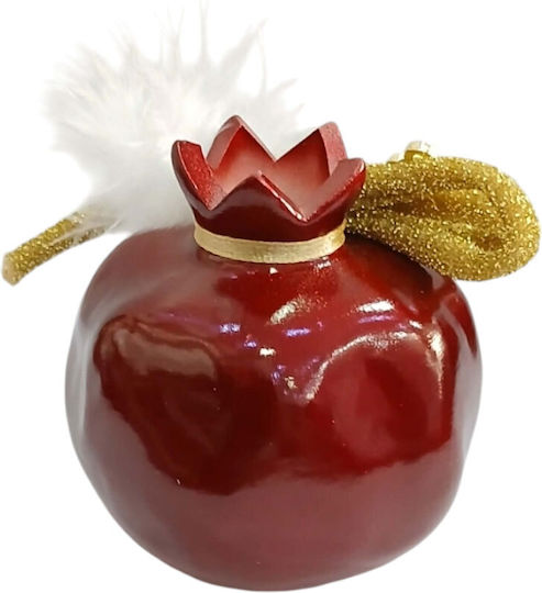 Kalliopi Silver Hanging New Year's Lucky Charm Pomegranate Red Ceramic 2027 7x7cm