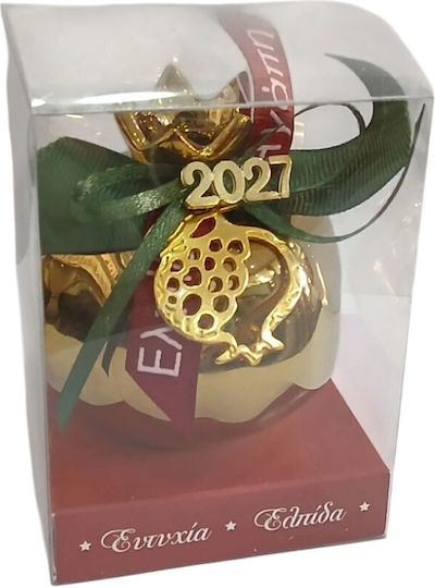 Kalliopi Silver Tabletop New Year's Lucky Charm Pomegranate Gold Ceramic 2027 7x7cm