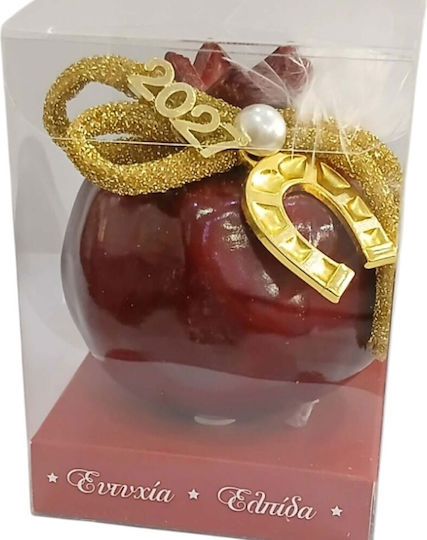 Kalliopi Silver Hanging New Year's Lucky Charm Pomegranate Red Ceramic 2027 7x7cm