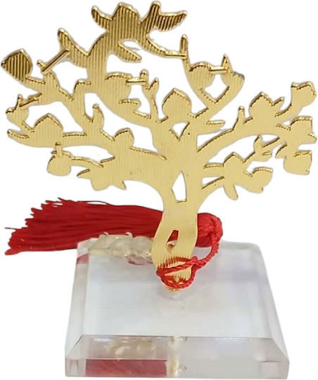 Kalliopi Silver Tabletop New Year's Lucky Charm Little Gold Tree Made of Plexiglass 2027 5x9cm