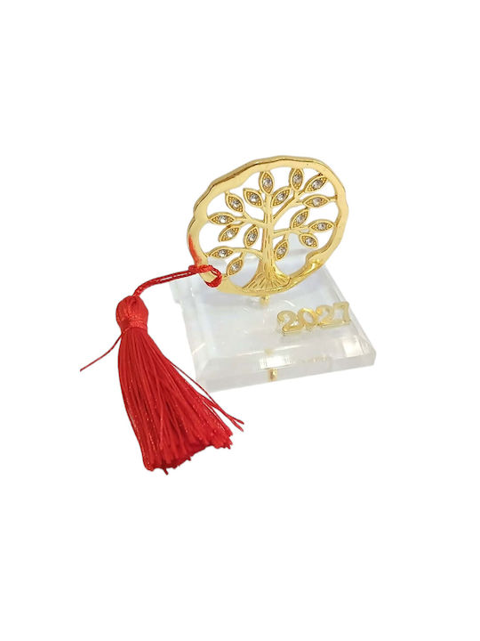 Kalliopi Silver Tabletop New Year's Lucky Charm Little Gold Tree Made of Plexiglass 2027
