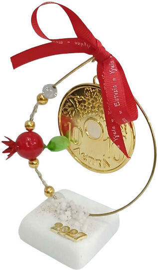 Kalliopi Silver Tabletop New Year's Lucky Charm Pomegranate Gold Stone 2027 5x13cm