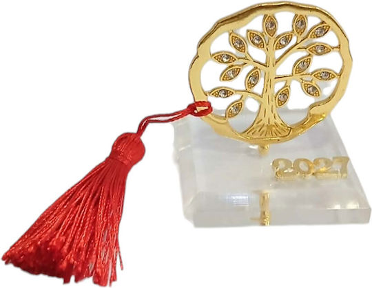 Kalliopi Silver Tabletop New Year's Lucky Charm Little Gold Tree Made of Plexiglass 2027