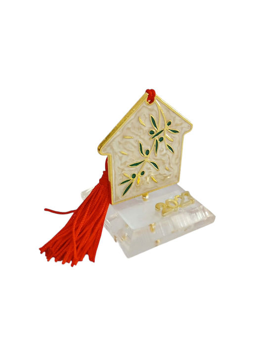 Kalliopi Silver Tabletop New Year's Lucky Charm Home Beige Made of Plexiglass 2027 5x5.7cm