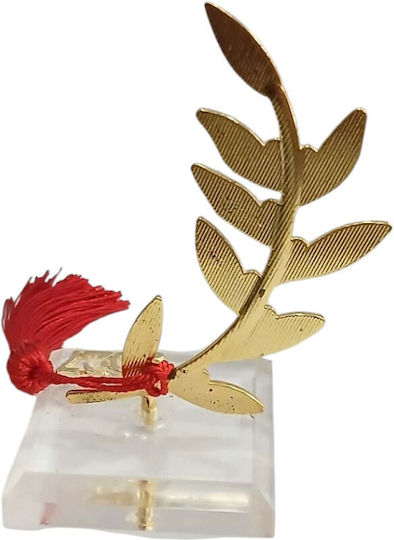 Kalliopi Silver Tabletop New Year's Lucky Charm Olive Branch Gold Made of Plexiglass 2027 5x9cm