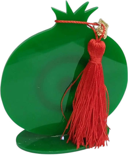 Kalliopi Silver Tabletop New Year's Lucky Charm Green Pomegranate Made of Plexiglass 2027 10x10cm
