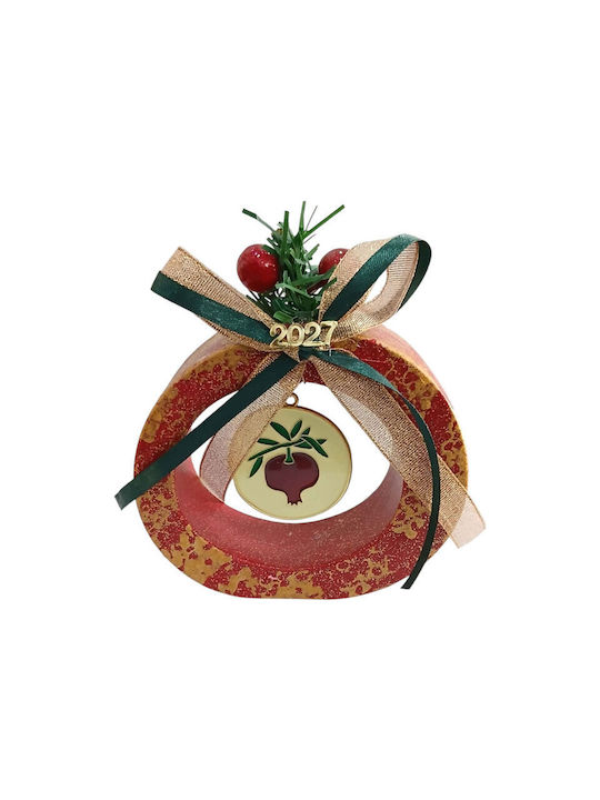 Kalliopi Silver Handgefertigter Hängender Glücksbringer Granatapfel Rot Keramik 2027 11x13cm
