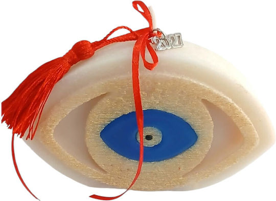 Kalliopi Silver Tabletop New Year's Lucky Charm Blue Burner Made of Wax Polish 2027 10x15cm