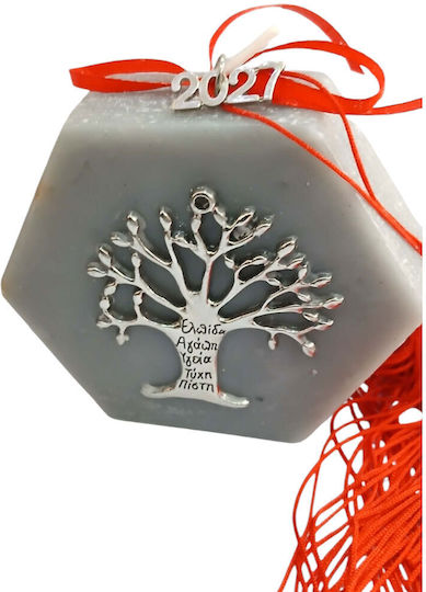 Kalliopi Silver Tabletop New Year's Lucky Charm Little Grey Tree Made of Wax Polish 2027 10x10cm