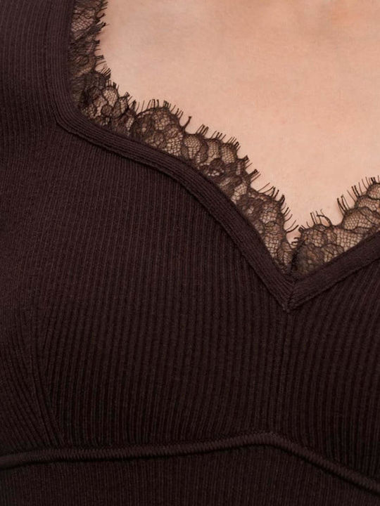 Women's Long Sleeve Brown Sweater