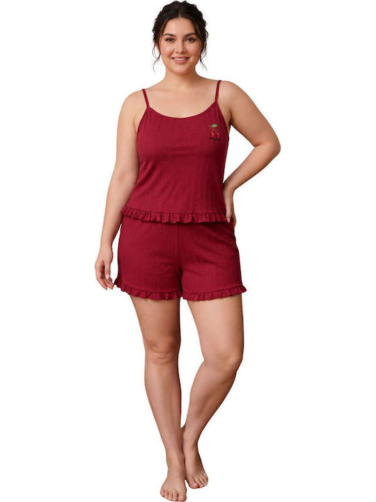 Asel Winter Damen Schlafanzug Set Burgunder