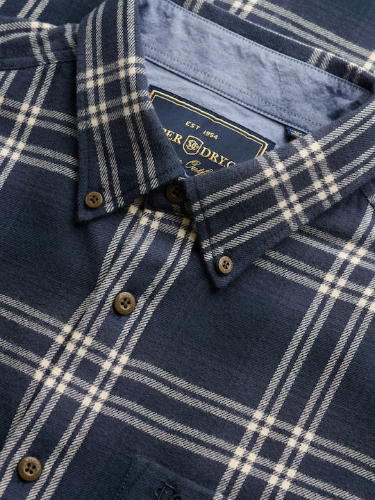 Short Sleeve Checked Navy Blue Shirt