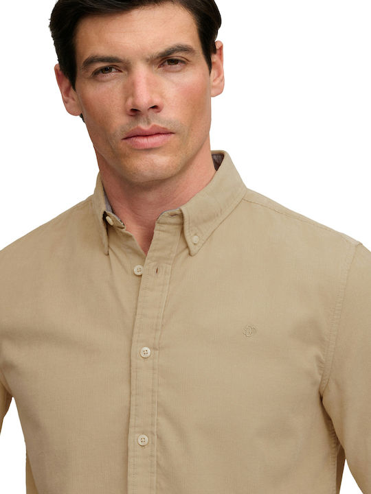 Classic Short Sleeve Corduroy Shirt Stone Wash Taupe Brown