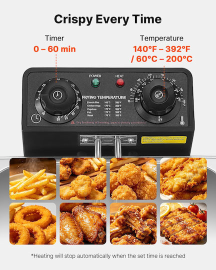 Vevor Electric Fryer 2.5kW Capacity 5.2lt 36x35x25cm