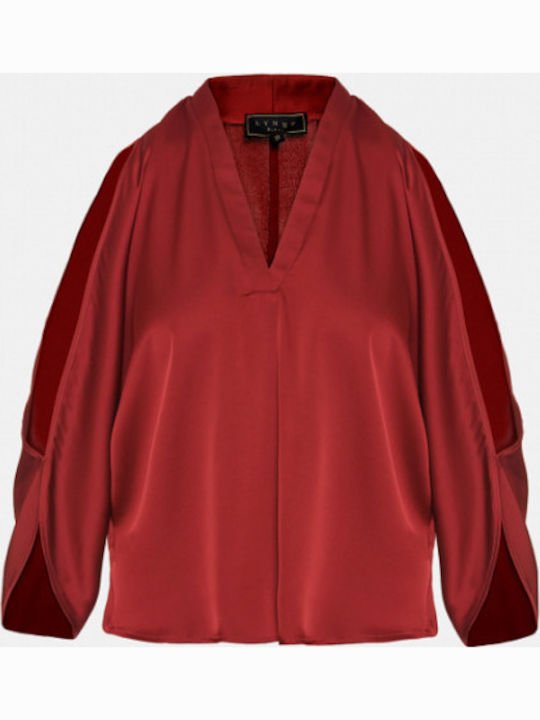 Women's Dark Red Set with High Waisted Trousers