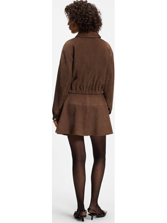 Women's Leather Jacket for Winter Brown