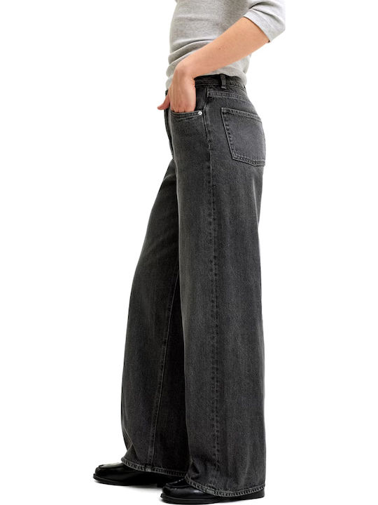 Tokyo High Rise Women's Jeans Pants in Wide Leg Style Black