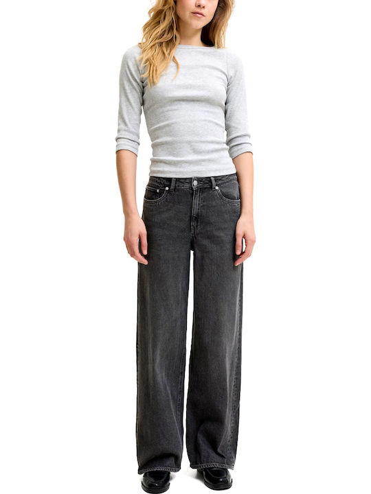 Tokyo High Rise Women's Jeans Pants in Wide Leg Style Black