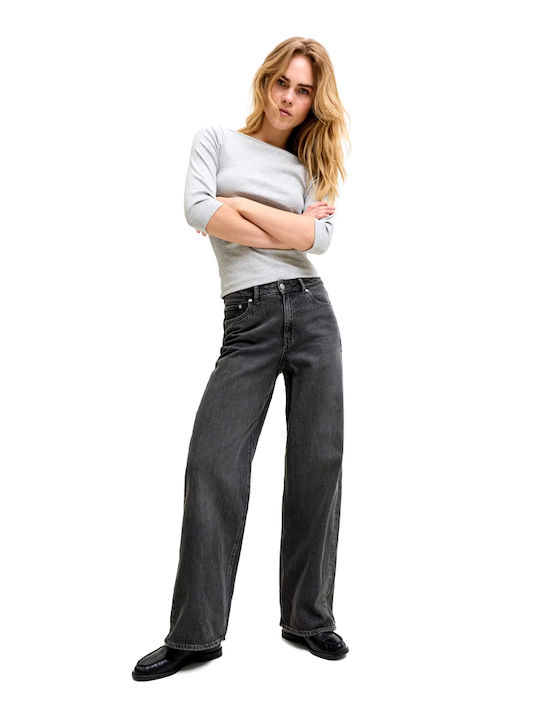 Tokyo High Rise Women's Jeans Pants in Wide Leg Style Black