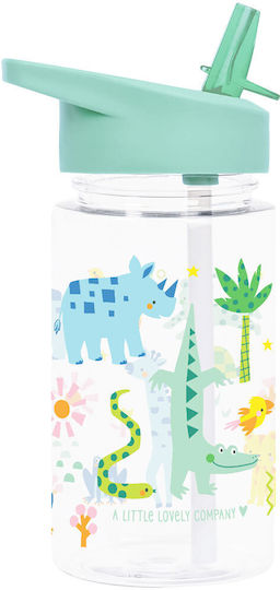 A Little Lovely Company Tritan Plastic Kids Water Bottle Jungle 450ml