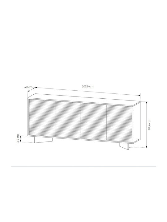 Semi Wooden Sideboard Cappuccino 204x40x40cm