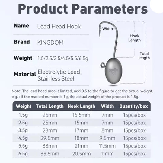 Kingdom Lead Head Hook Set 6.5gr