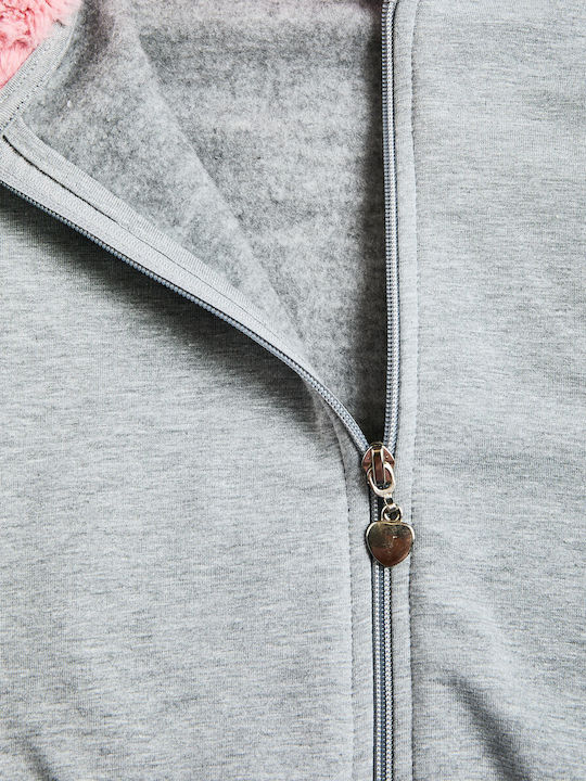 Kids Sweatshirt Cardigan With Hood And Pockets Grey
