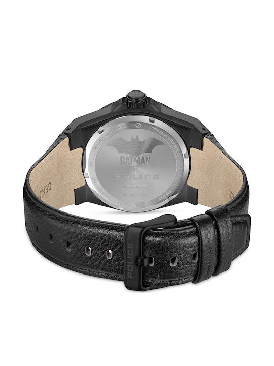 Police Batman Men's Watch 45mm Battery With Black Leather Strap