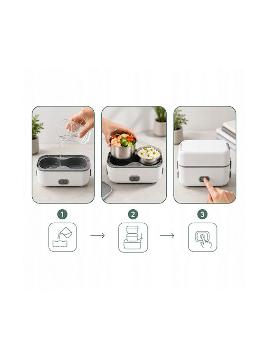 Verk Group Electric Lunch Box Inox Thermo White 2.2lt