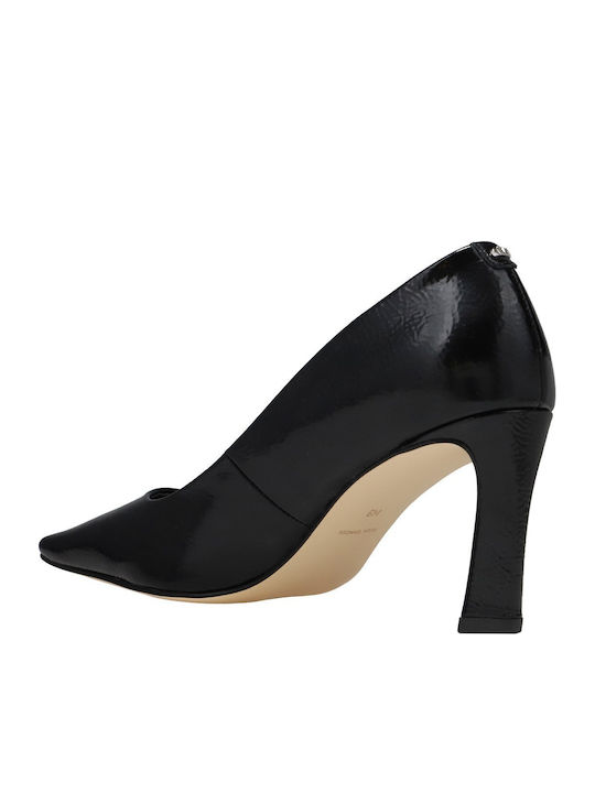Heels in Patent Leather with Mid Heel Black