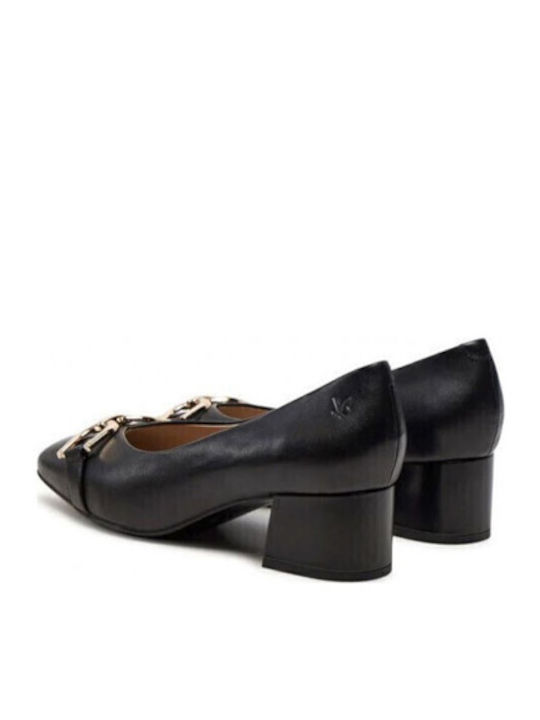 Leather Heels with Low Heel Black