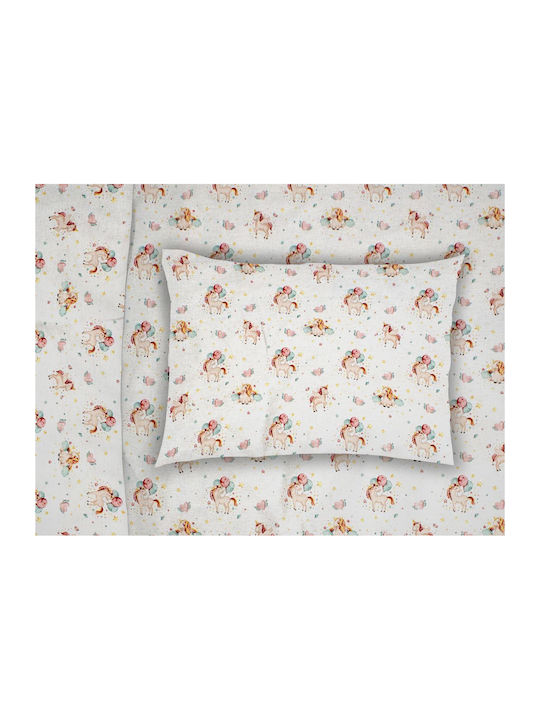 Dimcol Βρεφική Μαξιλαροθήκη 209 White-Salmon 35x45εκ.