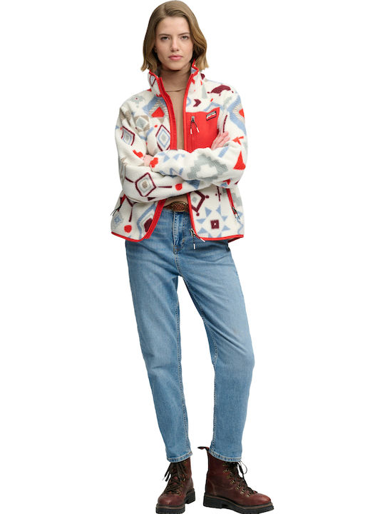 Полар Дамска жилетка Natural Aztec Red Aop