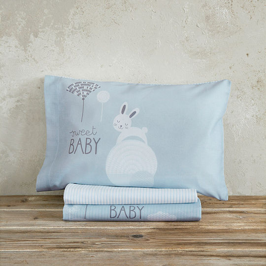 Nima Sunny Bunny Бебешка кувертюра Памук Светлосин 100x140см Nima Sunny Bunny Бебешка кувертюра Памук Светлосин 100x140см