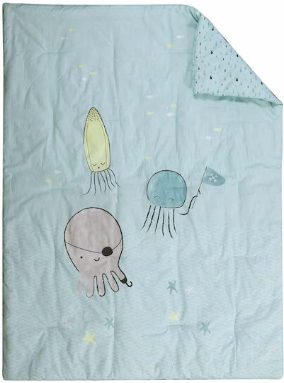 Nef-Nef Homeware Ocean Friends Бебешка кувертюра Памук Светлосин 110x140см Nef-Nef Homeware Ocean Friends Бебешка кувертюра Памук Светлосин 110x140см