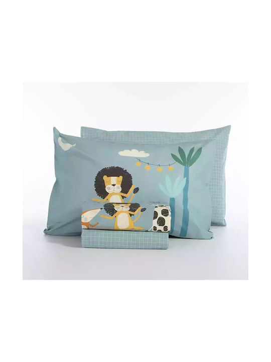 Nef-Nef Homeware Sheet Set Single Cotton Wild Dance Blue 170x260cm 3pcs