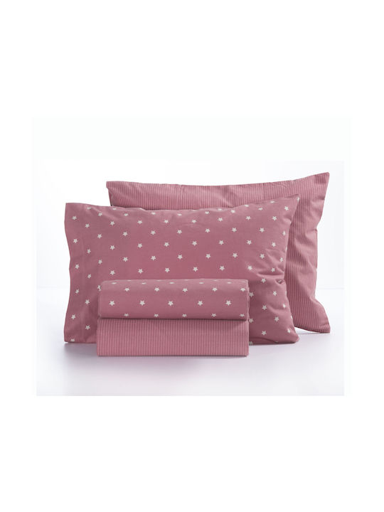 Nef-Nef Homeware Комплект чаршафи Единично Памучни Precious Розов 160x260см 3бр