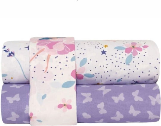 Kentia Kids Sheets Set with Elastic Band White Pink Lilac Veraman Petrol 160x270cm