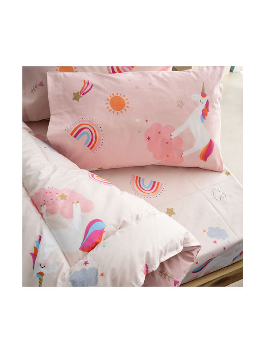 Charalambidis Textiles Sheet Set Single from Cotton & Polyester Beige 160x260cm 2pcs