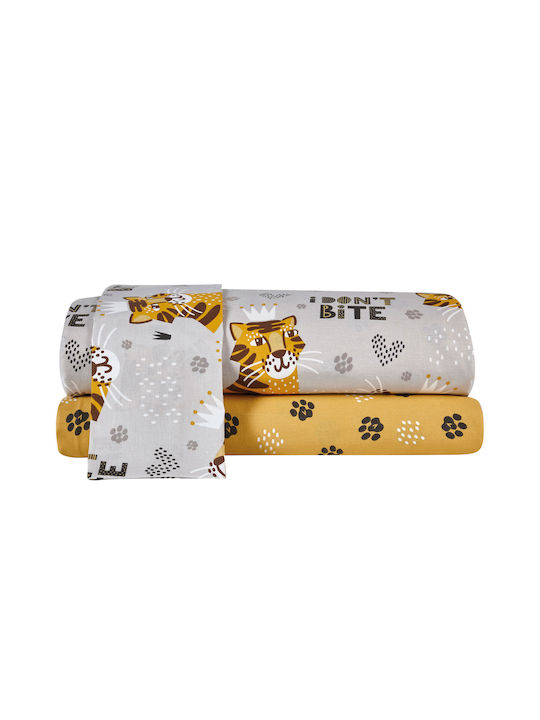 Kentia Sheet Set Single Cotton Tiger Yellow 170x270cm 3pcs