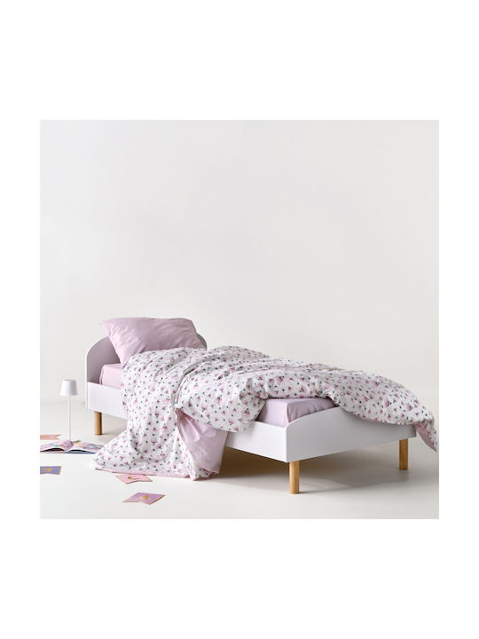 Kentia Σετ Σεντόνια Μονά Βαμβακερά White-baby Pink 165x245cm 3τμχ