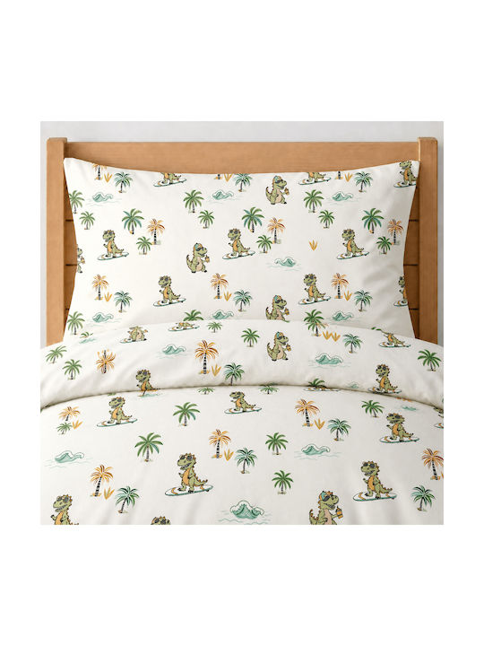 Astron Italy Kids Sheets Set Single Cotton Dino Beige 175x260cm 3 Pieces