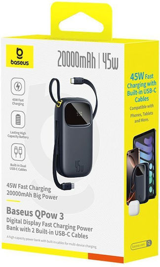 Baseus EnerFill FC31 Външна батерия 20000mAh 45W с USB-A порт и USB-C порт Черен