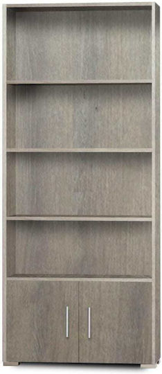 No 12 Βιβλιοθήκη Δαπέδου Ξύλινη Σταχτί 75x30x180cm