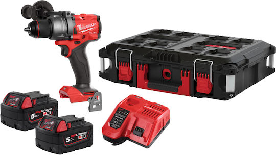 Milwaukee M18 Fpd3100p502p Сет Ударна бормашина Безчетков 18V с 2 батерии 5Ах и куфар