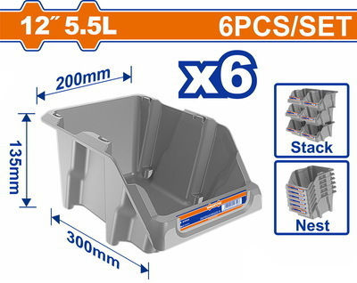 Wadfow Plastic Stackable Tool Storage Bin W30xL20xH13.5cm