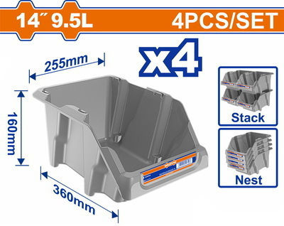 Wadfow Plastic Stackable Tool Storage Bin L36xW25.5xH16cm