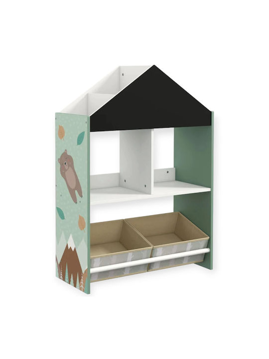 Kids Wooden Bookcase Green 60x30x75cm