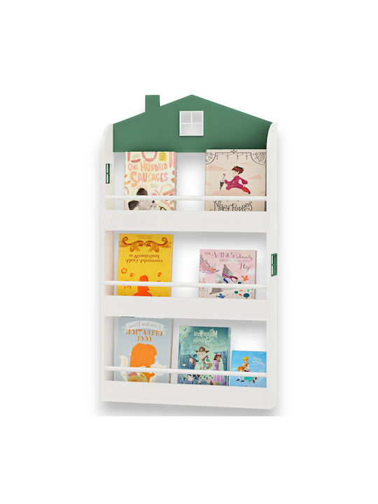 Bibliotecă Perete Lemn Alb 60x12x106cm