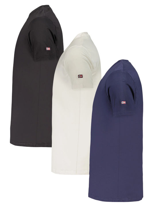 Men's Short Sleeve Undershirts Blue Black White 3Pack